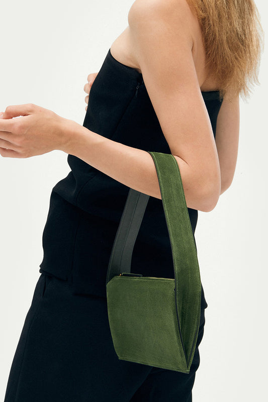 ASOS Suede Tote Bag With Buckle in Green